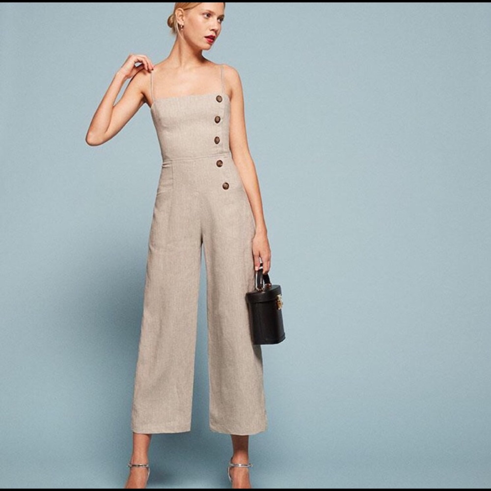 NWT Reformation Tortuga Jumpsuit, oatmeal, size 6P